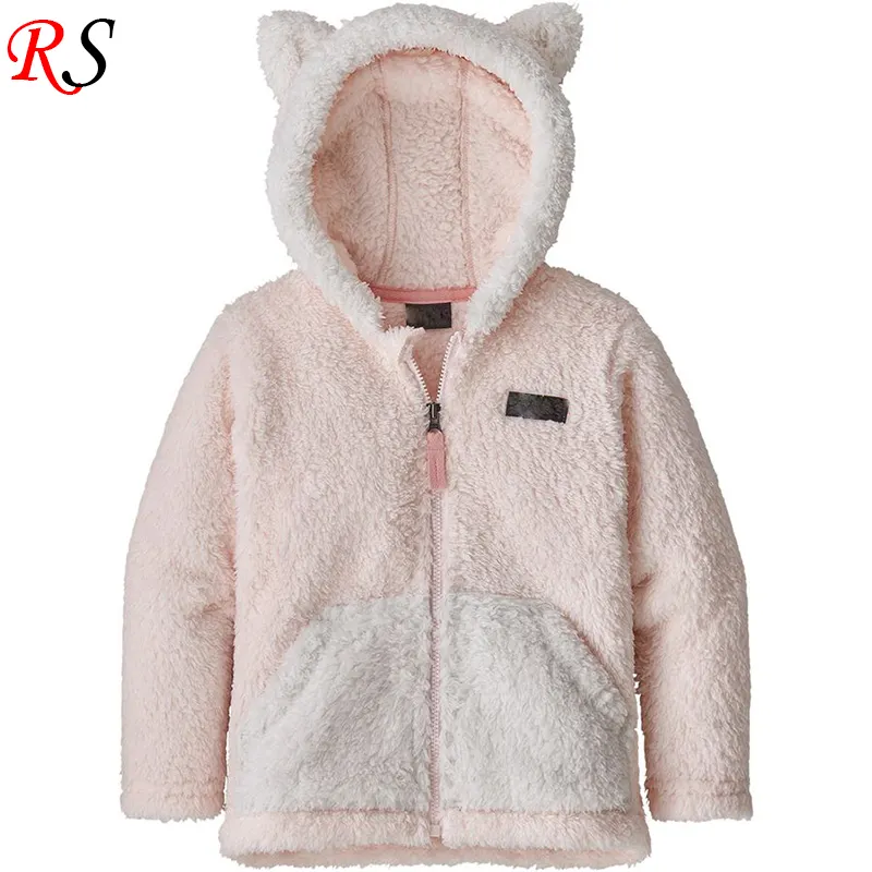 Venda quente novo design atacado inverno fleece rosa bebê menina jaquetas & casacos