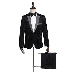 Traje de negocios de 2 piezas transpirable con botones para hombre, ideal para actuaciones en escenario, discotecas, fitness, reuniones anuales y bailes. - Product Image 1
