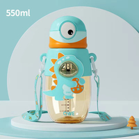 Gobelet d'apprentissage manuel en silicone pour enfants, imprimé créatif de dessin animé, à large ouverture avec pailles, portable pour l'extérieur, 0-12 mois, bouteille d'eau, tasse à eau