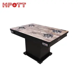 Hotpot Table Restaurant Table de marmite sans fumée Table de Shabu Shabu électrique intégrée