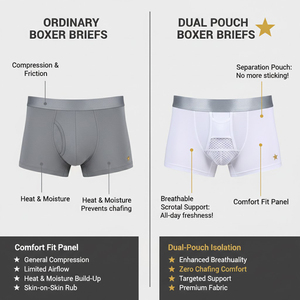 Hygieia Custom High Quality <strong>Men's</strong> Dual Pouch Boxer <strong>Briefs</strong> Breathable Separate Anti-Chafe Underwear for <strong>Men</strong> - Product Image 4