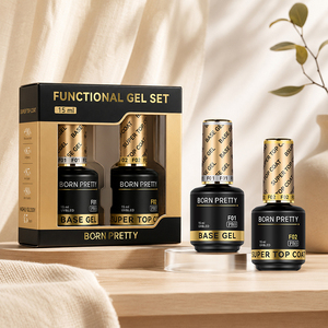 BORN PRETTY PRO Kit <span class=keywords><strong>Duo</strong></span> Gel Professionnel 2 Pièces : Base Coat et Top Coat – Vernis à Ongles Gel Fonctionnel Soak Off pour Salon et Usage Professionnel - Product Image 1
