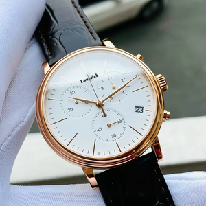 Montre d'affaires Lauerick en acier inoxydable pour homme, collection 2026, personnalisable avec logo, multifonction, plongeur, cadran à pièces, verre saphir 20 mm, bracelet en <span class=keywords><strong>cuir</strong></span> - Product Image 1