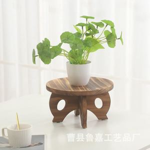Base de madera para macetas, soporte redondo para plantas de escritorio, expositor de madera maciza para uso decorativo en interiores - Product Image 1