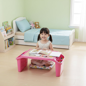 Table d'étude carrée moderne en PP pour enfants, bureau d'apprentissage multicolore, table d'activités pour tout-petits avec rangement latéral, écologique et durable - Product Image 6