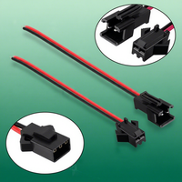 Conector Personalizado SM de 2.54mm de Paso, 2 Pines, Macho y Hembra, con Cable Rojo y Negro de 22AWG para Luz LED, Adaptador y Electrónica DIY