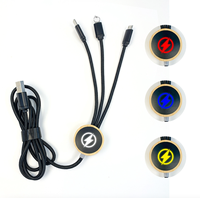 Kabel USB 3-in-1 Anyaman Nilon LED Glow dari Kayu Bambu Ramah Lingkungan Grosir, Pengisian Cepat 1 ke 3, LOGO Kustom, Hadiah Pameran
