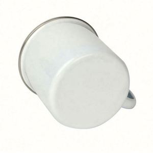 แก้วกาแฟเคลือบสีขาวแบบกำหนดเองได้ พร้อมขอบสแตนเลส - Product Image 3