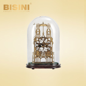 Piccolo squisito antico <span class=keywords><strong>pendolo</strong></span> anteriore scheletro <span class=keywords><strong>orologio</strong></span> da tavolo scheletro <span class=keywords><strong>orologio</strong></span> da tavolo meccanico gear clock Glass cover prospettiva - Product Image 2