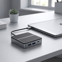 Hub USB-C 6-en-1, adaptateur multiport 4K*30Hz avec Ethernet 1000 Mbps et charge PD 100W, en alliage d'aluminium, en stock pour ordinateur portable