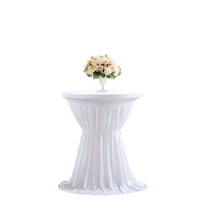 Modern Simple Round White Polyester Non-Slip Fabric <b>Cover</b> for Cocktail <b>Table</b> Skirt-Party & Wedding Use - Product Image 2