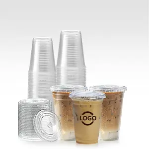 Faible quantité minimale de commande 16oz 24oz Glace Togo Tasses avec couvercles impression Personnalisée Transparent Tasse À Café