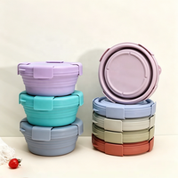 Boîte à lunch pliable en silicone, étanche, compatible micro-ondes et congélateur, récipient de stockage alimentaire bento pour le bureau, l'école et la préparation des repas