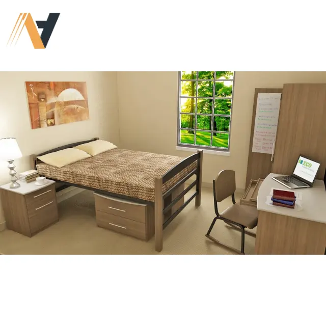 Conjunto de móveis de madeira para alojamento estudantil. Material de madeira, atacado, preço acessível e boa qualidade.