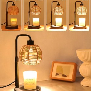 Lámpara Eléctrica Boho LANJO de Mimbre Natural para Derretir Cera, con Temporizador, Calentador de Cera - Product Image 2