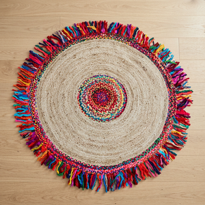 Handmade Braided Multicolor Jute <b>Carpets</b> & Rugs From India Customized Size Chindi Sisal Jute Style Rugs Hemp <b>Carpets</b> with Fringe - Product Image 3