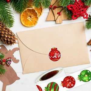 500 stuks rol rood groen kerstbalsticker voor kleine bedrijven vakantie cadeau decoratie ornament vorm zelfklevend papier - Product Image 3