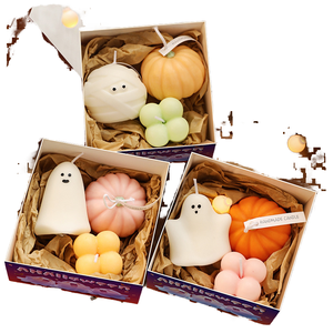<span class=keywords><strong>E220</strong></span> Velas Creativas de Halloween Fantasma Cuadrado Burbuja Calabaza Artesanía Velas en Un Juego - Product Image 1