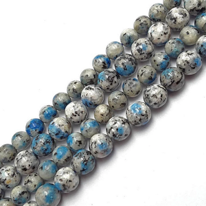 Cuentas Redondas Lisas de Jaspe Blanco Azul Natural AMARA K2 para Joyería Femenina, Tobillera, Pulsera, Hilo de 15 Pulgadas, Piedras Preciosas al por Mayor - Product Image 3