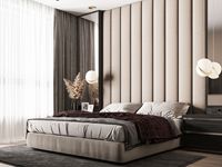 Lit King Size de Luxe en Bois pour Adultes, Tissu Confortable et Rembourrage Doux, Design Moderne, Mobilier de Chambre d'Hôtel, Fabriqué en Italie