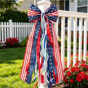 Adorno de lazo con bandera americana, colgador decorativo para puerta del Día de la Independencia, para decoración de fiestas y escaparates. - Product Image 3