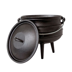 Olla grande de hierro fundido presazonado, olla de Camping, hervidor de fuego abierto - Product Image 2