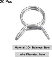 Collier de serrage à ressort double fil en acier inoxydable 304, métrique/pouce, réglable, argenté, étanche, pour conduite de carburant, logo personnalisé disponible
