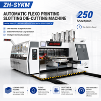 Machine industrielle automatique de fabrication de boîtes en carton, d'emballage, d'impression flexographique, de rainurage et de découpe, avec ajustement de commande en un clic
