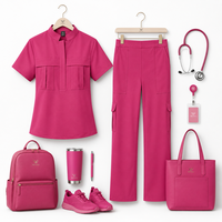 Tenues d'infirmière personnalisées haut de gamme en gros – Ensembles d'uniformes à col unique avec plusieurs poches – Modèle 46039