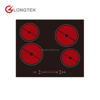 Kompor Listrik 6000W dengan 4 Tungku, Permukaan Kaca Keramik, Kontrol Sentuh Sensor, Hemat Energi, Radiant Hob untuk Rumah Tangga