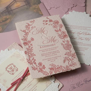 Carte d'invitation de mariage élégante faite à la main de qualité supérieure Technique typographique avec logo personnalisé produit d'impression en papier et carton - Product Image 4
