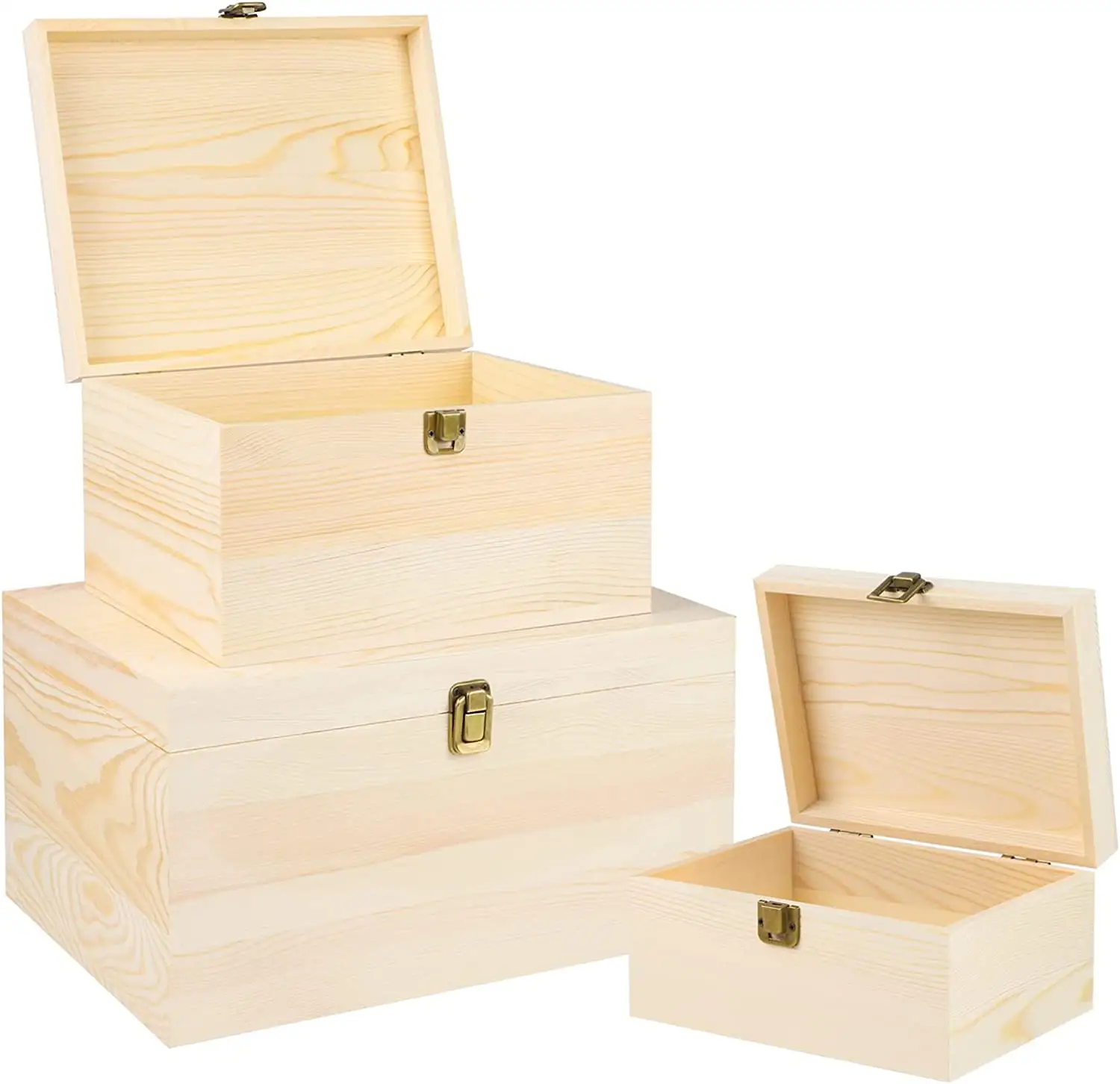 Hot sale 25 storage space organizers customized wooden storage box and hinge lid