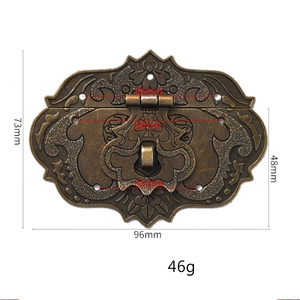 アンティーク真鍮色の金属製ジュエリーボックスロックラッチフックハスプ - Product Image 2