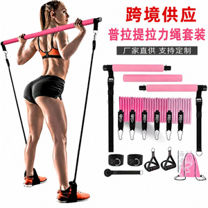 Juego de Bandas de Resistencia para Pilates, Barra Ajustable de 180 Libras, Equipo de Entrenamiento de Yoga y Fitness para el Hogar, Material TPE, Embalaje en Bolsa OPP - Product Image 1