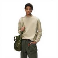 Pull col roulé en coton uni pour homme, style urbain, nouvelle collection automne '26, rétro, pour le quotidien, couche de base, antibactérien, coupe ample