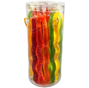 Snacks de gelatina con forma de serpiente larga, sabor a frutas variadas, en tarro de PVC para niños, OEM disponible - Product Image 4