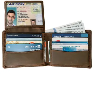 Man Purse RFID Shielding Double Fold Wallet Men's Leather Large capacity billeteras hombre minimalista