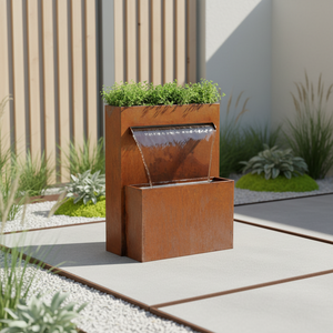 Fontana a Cascata in Metallo Artificiale Impermeabile Rettangolare per Interni/Esterni, Illuminata a Energia Solare, Facile da Installare - Product Image 6