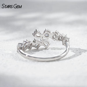 StarsGem Bague Hug ouverte sur le devant en or massif 10K, 1,0 carat total, couleur E, diamant de laboratoire taille poire, plaqué rhodium, pour anniversaire et mariage - Product Image 4