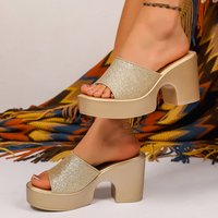 Chaussons chics pour femmes de grande taille africaines, best-seller, semelle épaisse, tongs à talon pour la maison