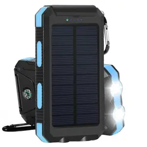 NEW Waterproof Solar Power Bank 10000mah Dual USB Solar Battery Charger Travel Powerbank for All Phone with LED torch