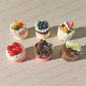 Modèle de mini-gâteau aux fraises artificiel réaliste, accessoire alimentaire pour scène et cinéma, réutilisable, en bois, pour vitrine de café, fête, Thanksgiving - Product Image 3