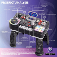 Table de mixage DJ multifonctionnelle pour enfants, jouet musical électronique pour tout-petits, idéal pour les fêtes
