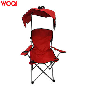 Silla plegable para acampar Woqi con toldo, portavasos, tela Oxford roja, capacidad de 150 kg, para uso en exteriores. - Product Image 5
