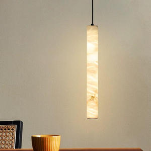 Lámpara Colgante Cilíndrica Larga de Alabastro, E27 LED 2700K, Blanco Cálido, Regulable, para Sala de Estar - Product Image 2