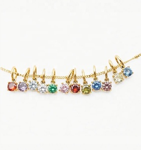Collar de Diamantes con Piedra de Nacimiento, Plata de Ley 925, Collar Personalizado del Mes, Joyería Sencilla a Juego en Rojo Granada, Regalo - Product Image 1