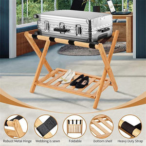 Soporte Plegable para Equipaje de Bambú con Estante para Zapatos, Soporte Estable y Duradero para Maletas, Soporte Plegable para Bolsas - Product Image 5