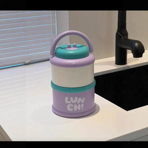 Nouvelle boîte à lunch en acier inoxydable 304, multi-couches, portable, pour étudiants et employés de bureau, design cylindrique de couleur unie - Product Image 2