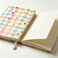 Carnet personnalisé en PU A5, couverture rigide, marque-page, journal kawaii, pendentif étoile, cadeau pour femme