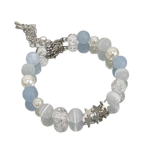 Bracciale semplice con perline di cristallo per donna, dolce ciondolo a forma di stella e luna, gioiello con catena, regalo per San Valentino - Product Image 6